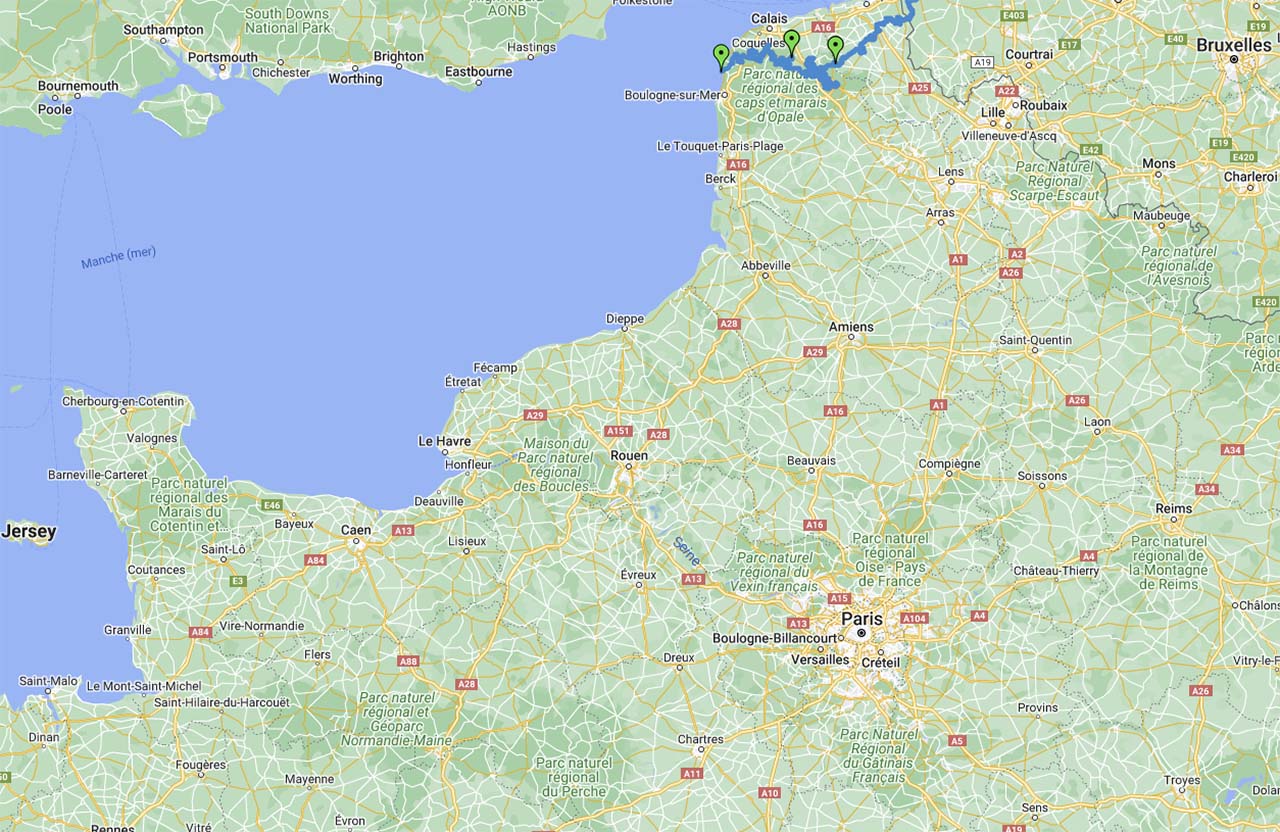 Plan de situation des vacances 4x4 en Hauts-de-France et Nord-Pas-de-Calais