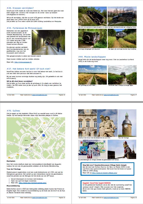Nog enkele pagina's uit de infogids bij het 4x4 roadbook Ambleteuse - Guînes - Ardres