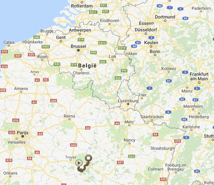Situatieschets van het 4×4 roadbook door de Cote des Bar, amper 4 uur van België.