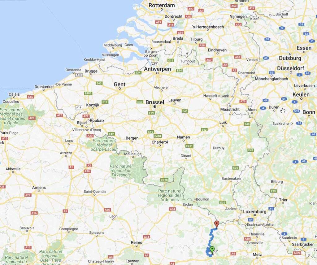 Situatie plan 4×4 roadbook rijden van Verdun naar Marville