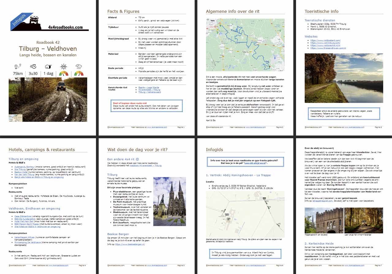 Enkele pagina's uit infogids bij greenlaning route Tilburg-Wintelre-Veldhoven