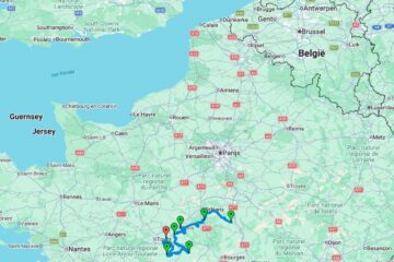 Algemeen situatieplan van de 4x4 vakantie langs de kastelen van de Loire